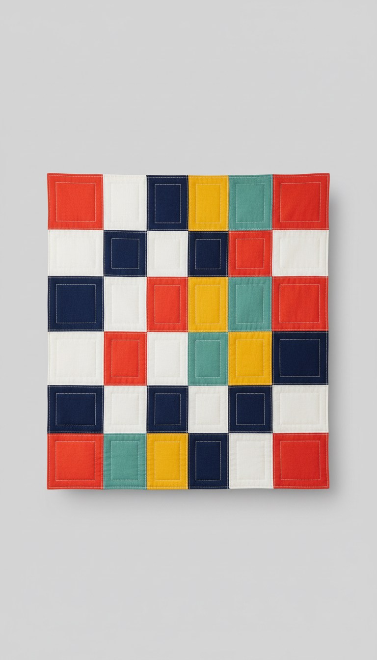 Vermillion Grid Patchwork Wall Hanging
