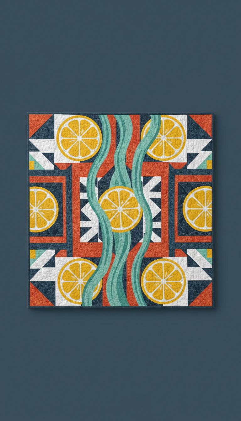 Lemon Cascade Quilted Throw Blanket