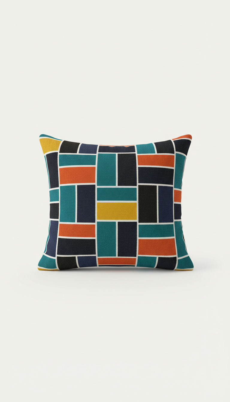 Midnight Blue Blocks Decorative Pillow Cover