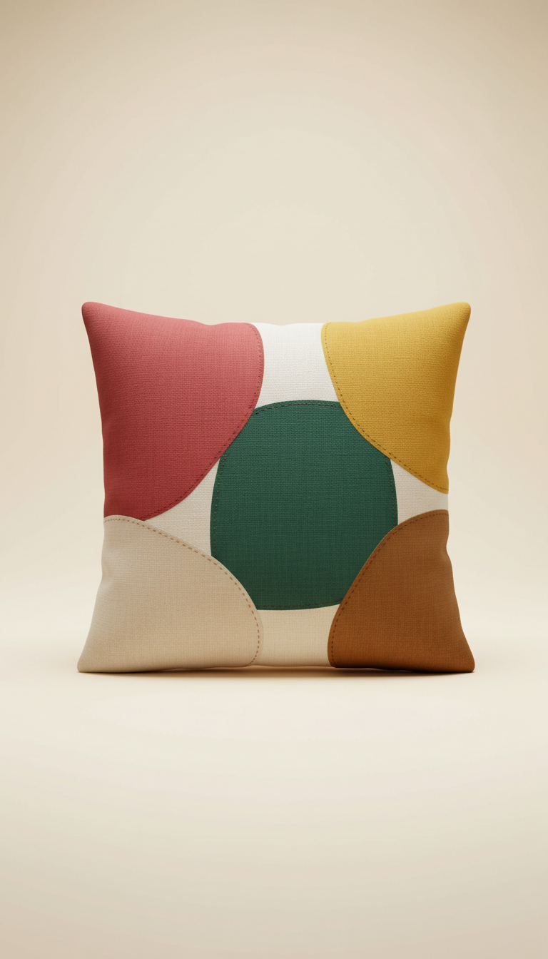Color-Blocked Pillow Cover Organic Shapes